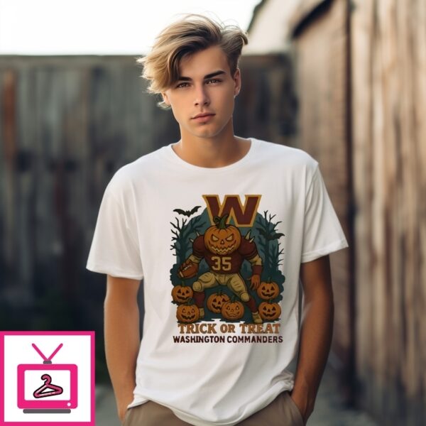 Washington Commanders Pumpkin Player Trick Or Treat Halloween 2025 T-Shirt