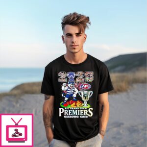 2025 Afl Grand Final Premiers Geelong Cats Mascot T-Shirt 2025 Afl Grand Final Premiers Geelong Cats Mascot T-Shirt