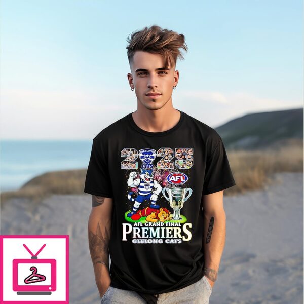 2025 Afl Grand Final Premiers Geelong Cats Mascot T-Shirt