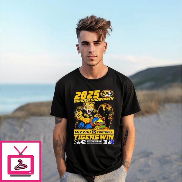 2025 Border Showdown Mizzou Tigers Win Kansas Jayhawks Mascot T-Shirt