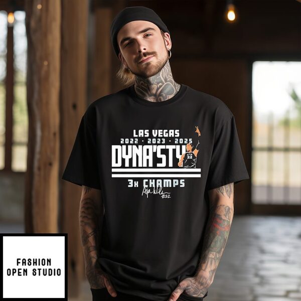 A’ja Wilson Las Vegas Aces Dyna’sty 3x Champs T-Shirt