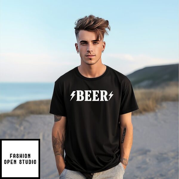 Angela Belcamino Wearing Beer Lightning T-Shirt