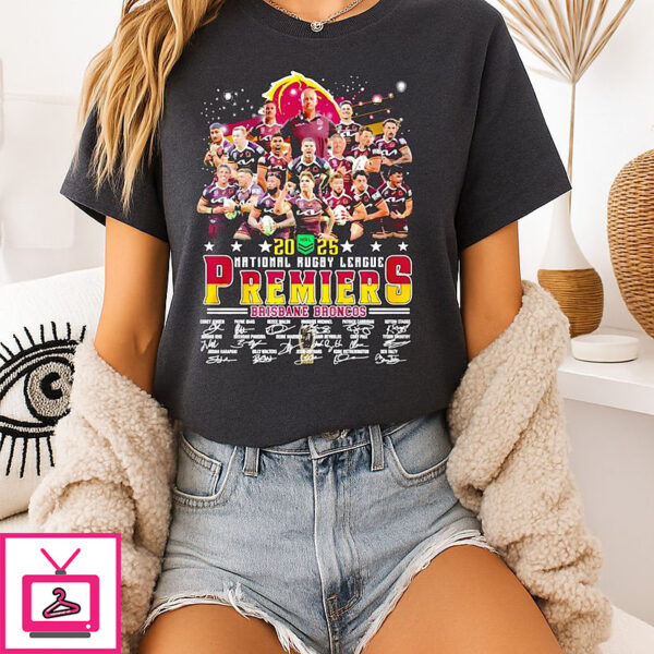 Brisbane Broncos 2025 Nrl Premiers Signatures T-Shirt