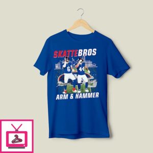 Cam Skattebo And Jaxson Dart Skattebros Arm & Hammer Graphict T-Shirt Cam Skattebo And Jaxson Dart Skattebros Arm & Hammer Graphict T-Shirt