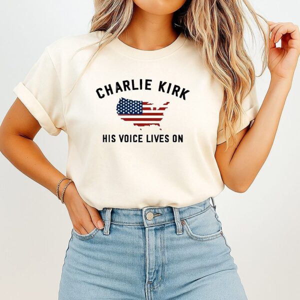 Charlie Kirk His Voice Lives On Printed Casual T-Shirt