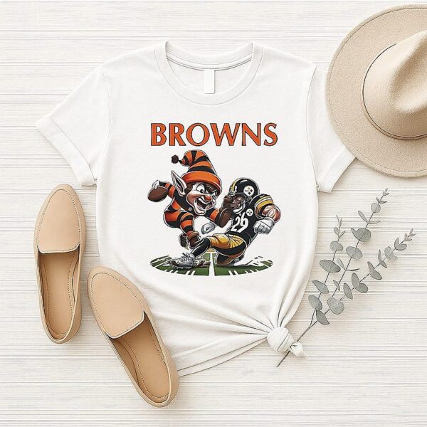 Cleveland Browns Vs Pittsburgh Steelers NFL Season 2025 Mascot T-Shirt