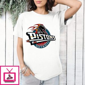Detroit Pistons NBA Fire Horse Retro Logo T-Shirt