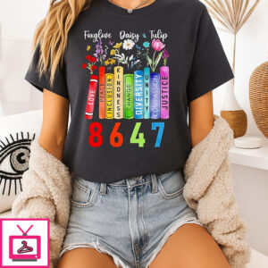 Floral Foxglove Daisy Tulip 8647 Book Lover T-Shirt
