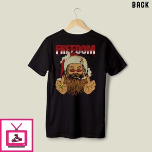 Freedom Defiant Santa Claus Middle Finger Christmas T-Shirt