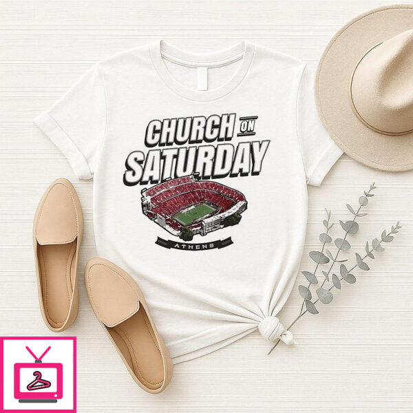 Georgia Bulldogs Church On Saturday Stadium T-Shirt