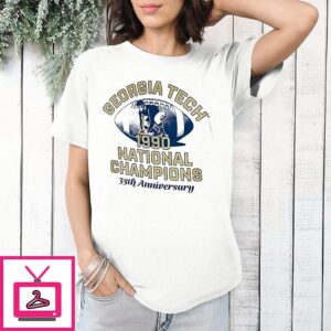 Georgia Tech Yellow Football 1990 National Champs 35th Anniversary 2025 Retro T-Shirt