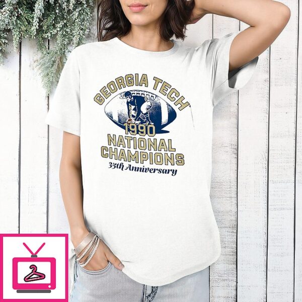 Georgia Tech Yellow Football 1990 National Champs 35th Anniversary 2025 Retro T-Shirt