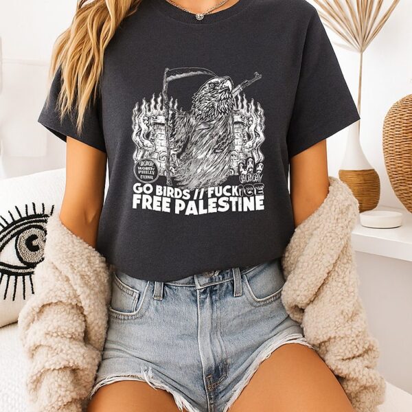 Go Birth Fuck Ice Free Palestine Burning Castle Vintage T-Shirt