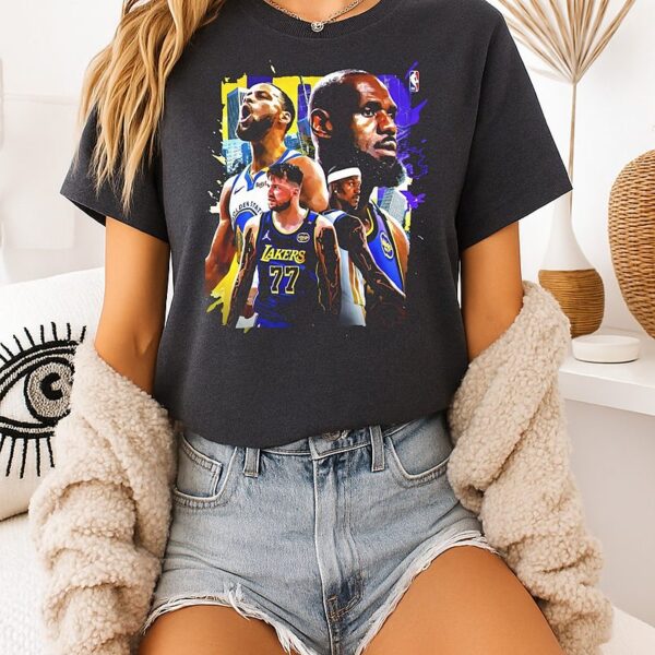 Golden State Warriors Vs Los Angeles Lakers NBA 2025 Player Collage T-Shirt