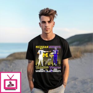 J.j. Mccarthy Michigan Wolverines On Saturdays Vs Minnesota Vikings On Sundays T-Shirt