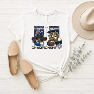 Los Angeles Dodgers Vs Milwaukee Brewers 2025 Mlb League Championship Series Mascot T-Shirt Los Angeles Dodgers Vs Milwaukee Brewers 2025 Mlb League Championship Series Mascot T-Shirt