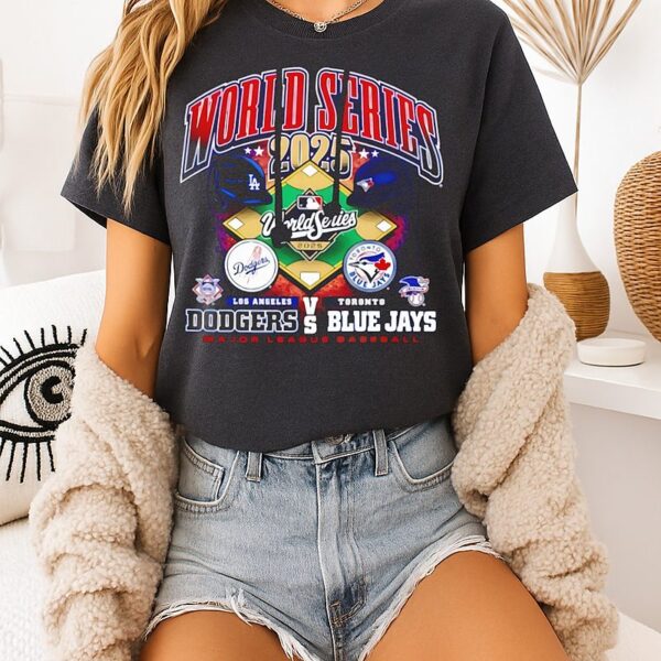 Los Angeles Dodgers Vs Toronto Blue Jays Mlb World Series Dueling Helmets T-Shirt