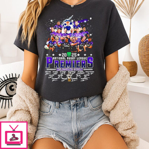 Melbourne Storm 2025 Nrl Premiers Signatures T-Shirt