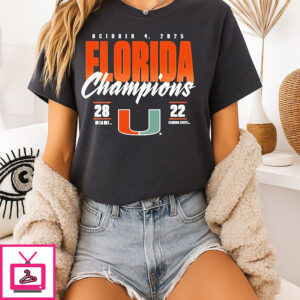 Miami Hurricanes Vs. Florida State Seminoles 2025 State Champions Score T-Shirt
