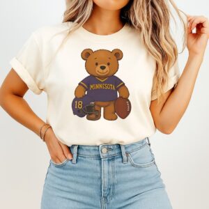 Minnesota Vikings Teddy Bear Number 18 Cartoon T-Shirt