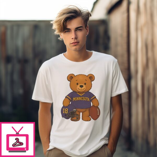 Minnesota Vikings Teddy Bear Number 18 Cartoon T-Shirt