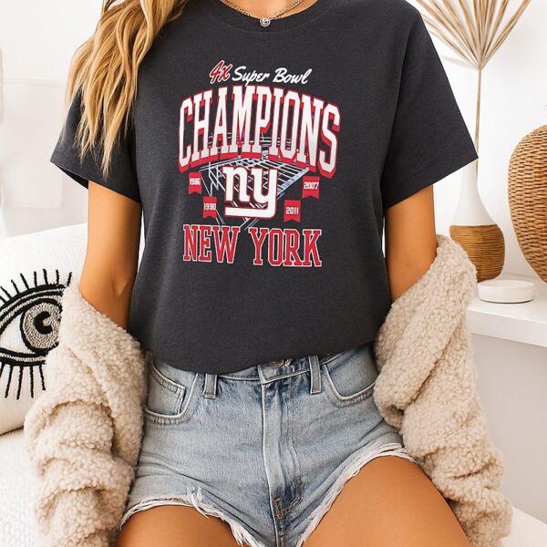 New York Giants 4x Super Bowl Champions ’86 ’90 ‘7 ’11 T-Shirt