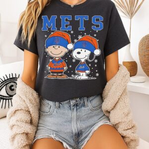 New York Mets Snoopy Charlie Brown Christmas Baseball T-Shirt