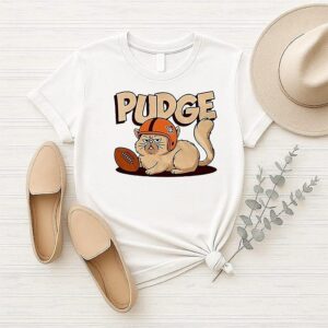Official Pudge The Cat Play Football T-Shirt