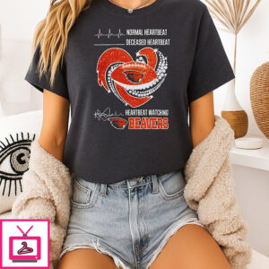 Oregon State Beaver Normal Heartbeat Deceased Heartbeat Diamond Heart T-Shirt