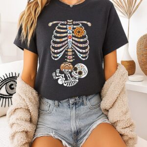 Pregnancy Skeleton Día De Los Muertos Belly Bump T-Shirt