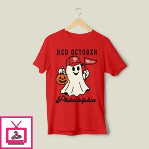 Red October Philadelphia Phillies Halloween Ghost T-Shirt