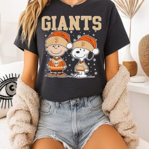 San Francisco Giants Snoopy Charlie Brown Christmas Baseball T-Shirt