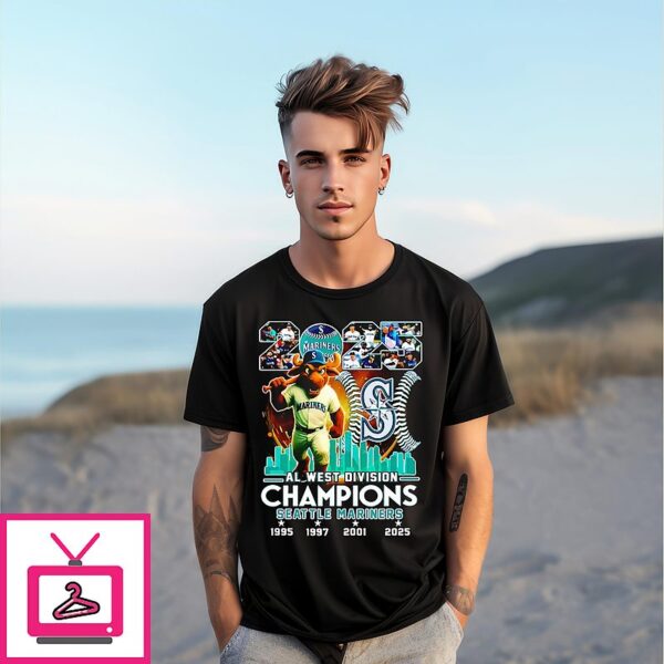 Seattle Mariners 2025 Al West Division Champions Mascot T-Shirt