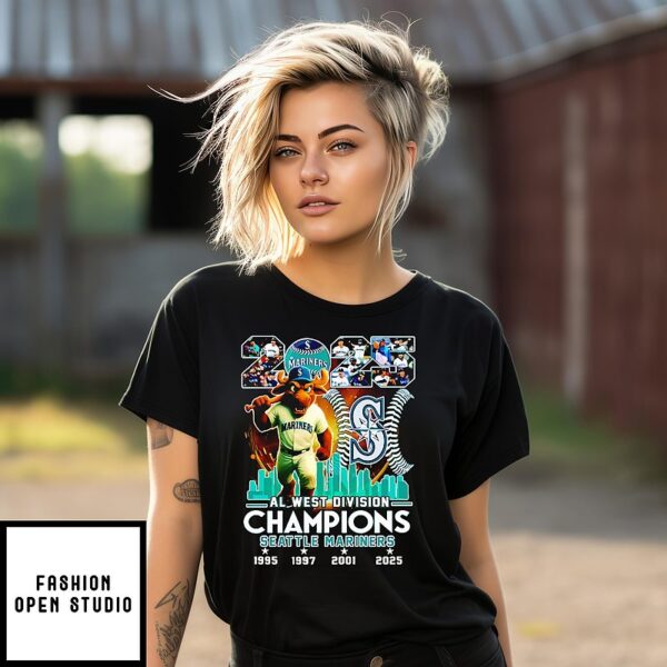 Seattle Mariners 2025 Al West Division Champions Mascot T-Shirt