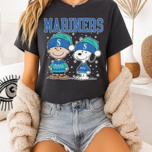 Seattle Mariners Snoopy Charlie Brown Christmas Baseball T-Shirt