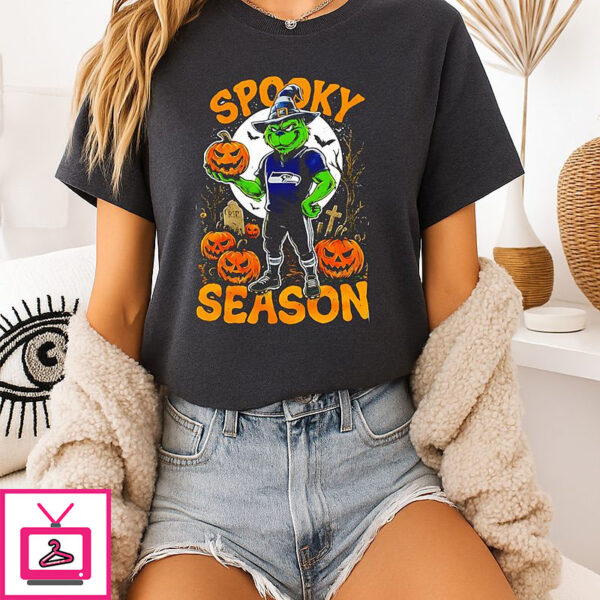 Seattle Seahawks X Grinch NFL Spooky Season 2025 T-Shirt