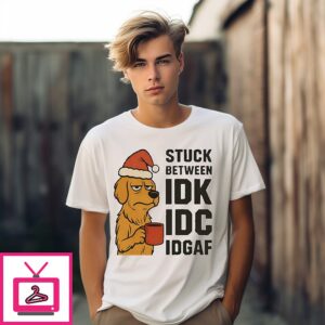 Stuck Between Idk Idc And Idgaf Golden Dog Chrismas T-Shirt