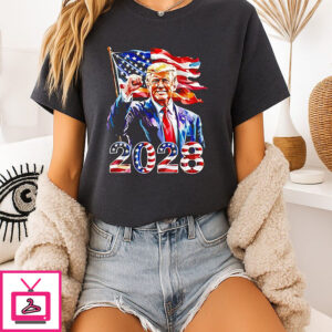 Trump For President 2028 USA Flag T-Shirt