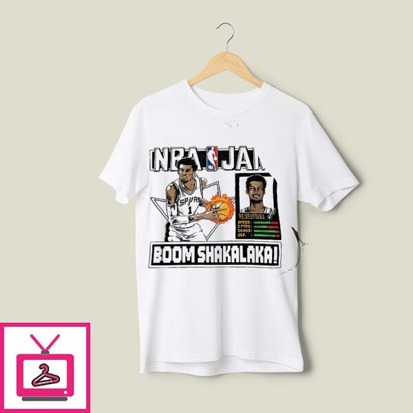 Victor Wembanyama San Antonio Spurs NBA Jam Boom Shakalaka Classic Video Game T-Shirt