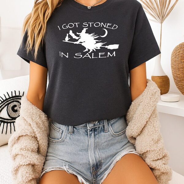 Witch I Got Stoned In Salem Silhouette Halloween T-Shirt