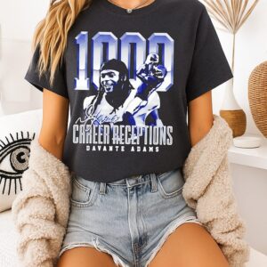 Davante Adams Los Angeles Rams 1000 Career Receptions Signature T-Shirt