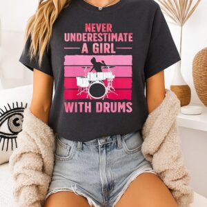 Drummer Art For Girls Women Drumming Drum Set Drummer T-Shirt