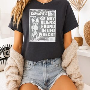 Gay Alien Found In Ufo Wreck News Vintage T-Shirt