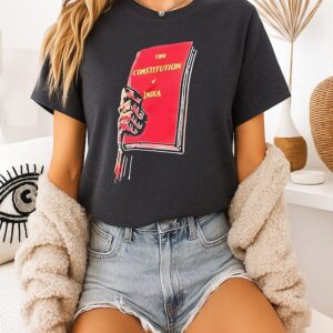 Holding Book The Constitution Of India T-Shirt