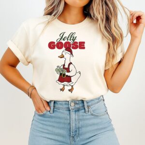 Jolly Goose Santa Hat Christmas T-Shirt