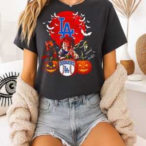 Los Angeles Dodgers Mlb Horror Movie Halloween T-Shirt