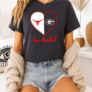 Love Divided Texas Longhorns Vs Georgia Bulldogs NFL Logo T-Shirt