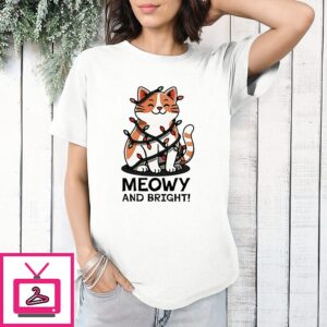 Meowy And Bright Lightning Christmas 2025 T-Shirt