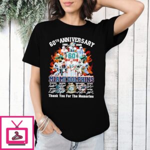 Miami Dolphins 60th Anniversary 1965-2025 Thank You For The Memories T-Shirt