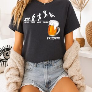 Mon Tues Wed Thurs Friday Man Jump Into A Glass Of Beer T-Shirt